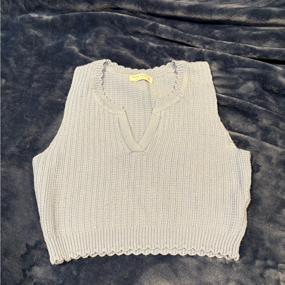 Light blue Sleeveless Knit Tank Top